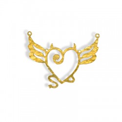Pendentif en Laiton en Forme de cœur avec Ailes 40 x 35 mm