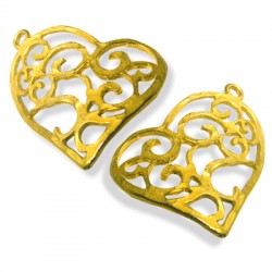 Cœurs en Laiton Coulé 23 x 32 mm (Paire)