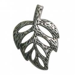 Pendentif Feuille en Métal/Zamac, 31x45mm
