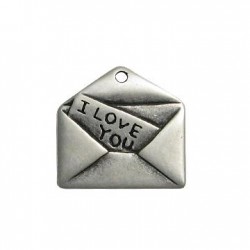 Zamak Pendant Envelope I Love You 25mm Ø2.1mm