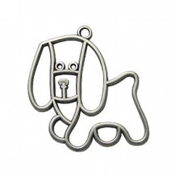 Pendentif Chien en Métal/Zamac, 37x37mm
