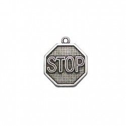 Ciondolo in Zama Segnale Stradale STOP 21x24mm