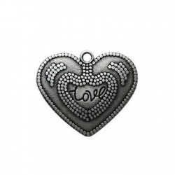 Ciondolo in Zama Cuore con scritta LOVE 32x38mm