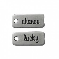 Zamak Pendant Rectangular Chance/Lucky 12x28mm