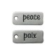 Breloque Plaquette Paix/Peace en Métal/Zamac, 28x12mm