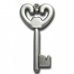 Pendentif Clé en Métal/Zamac, 61x30mm