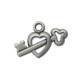 Breloque Coeur et Clé en Métal/Zamac, 20x12mm