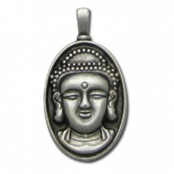 Breloque Tête de Bouddha en Cadre en Métal/Zamac, 15x29mm