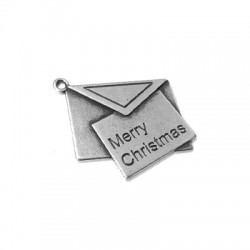 Envelope "Merry Christmas" en Métal/Zamak, 23x20mm