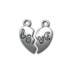 Ciondolo in Zama Cuore Spezzato "LOVE" 22mm