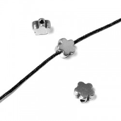 Perle Passant Fleur en Métal/Zamac, 6mm (Ø 1.2mm)