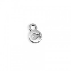 Colgante de Metal Zamak Redondo con Pez 6mm