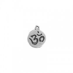 Pendentif rond symbole Om 19mm en Métal/Zamak
