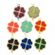 Pendentif en Zamak Émaillé Trèfle à Quatre Feuilles 35 x 31 mm
