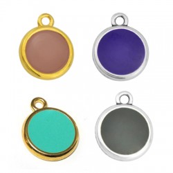 Charm rond en Zamak avec Émail 19 mm