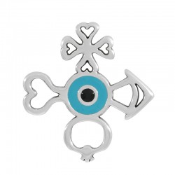 Pendentif en Zamak Émaillé avec Symboles de Croix et œil Maléfique 41 x 45 mm