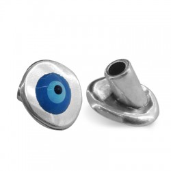 Fermoir Bouton en Métal/Zamak avec œil porte-bonheur émaillé 16x14mm (Ø 4mm)