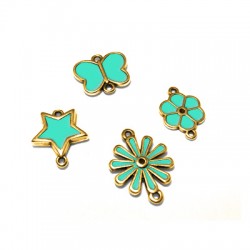 Enameled Zamak Connectors Flowers 17x23mm-13x18mm/Star 16x18mm/Butterfly 17x15mm