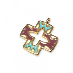 Colgante de Metal Zamak Esmaltado Cruz 25mm