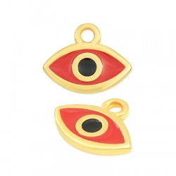 Enameled Zamak Charm Eye 15x8mm