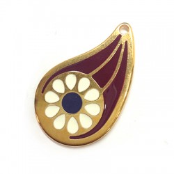Pendentif Émaillé Larme avec Fleur en Métal/Zamak 22x34mm