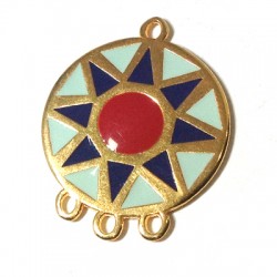 Enameled Zamak Pendant Sun 30mm