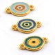 Connettore in Zama Occhio Portafortuna Irregolare Smaltato 15x14mm