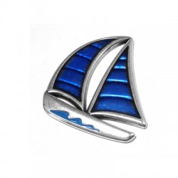 Enameled Zamak Pendant Sailing Boat 32x35mm