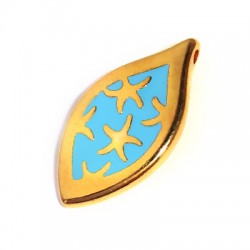 Colgante de Metal Zamak Gota con Esmalte y Estrellas de Mar 16x31mm (Ø 2mm)