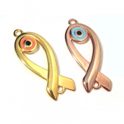 Conector de Metal Zamak Pez con Ojo Esmaltado 13x28mm