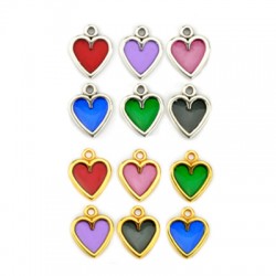 Enameled Zamak Pendant Heart 12x11mm