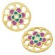 Pendentif rond en Métal/Zamak avec Fleur émaillée 22mm