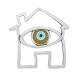 Enameled Zamak Pendant House with Evil Eye 59x61mm