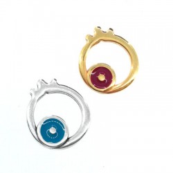 Enameled Zamak Charm Pomegranate with Evil Eye 17x15mm