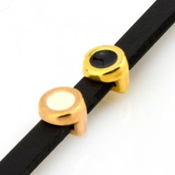 Enameled Zamak Slider Round with Evil Eye 5mm Ø3.2x1.7mm