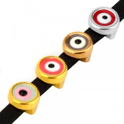 Enameled Zamak Slider Round 6mm with Evil Eye Ø3.2x1.7mm