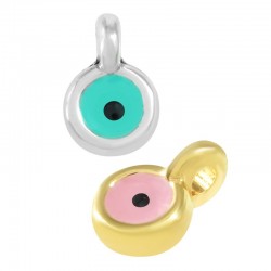 Breloque Ronde en Zamak Émaillé avec œil 5 mm