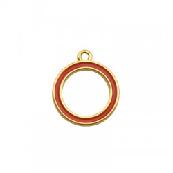 Pendentif rond en Métal/Zamak émaillé 15mm