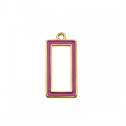 Pendentif réctangulaire en Métal/Zamak émaillé 10x20mm