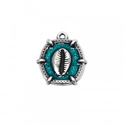 Colgante de Metal Zamak Hexágono Concha Esmaltado 23x25mm