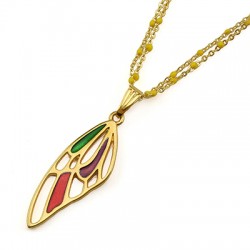 Pendentif plume émaillée en Métal/Zamak 13x33mm