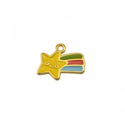 Enameled Zamak Charm Rainbow Star 18x15mm