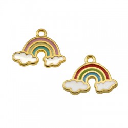 Enameled Zamak Charm Rainbow Cloud 19x11mm