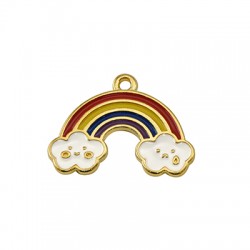 Enameled Zamak Charm Rainbow Cloud 25x15mm