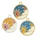 Enameled Zamak Charm Round Sun Moon 18mm