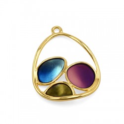 Pendentif ovale irrégulier émaillé en Métal/Zamak 23x27mm