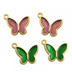 Enameled Zamak Charm Butterfly 16x14mm
