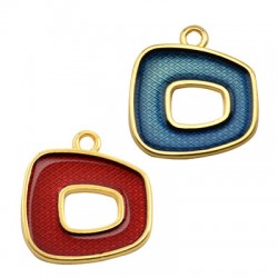 Pendentif réctangulaire en Métal/Zamak émaillé 20x18mm