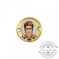Connettore in Metallo Ottone Rotondo con Frida Kahlo 20mm