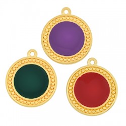 Pendentif rond en Zamak Émaillé 23 mm. Intérieur 15 mm